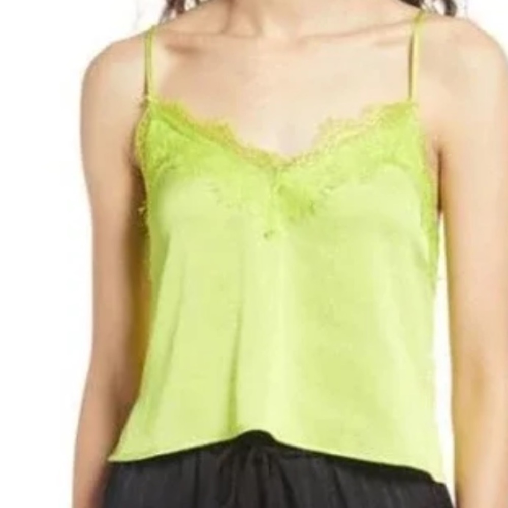 Open Edit Green Punch Cropped Lace Camisole